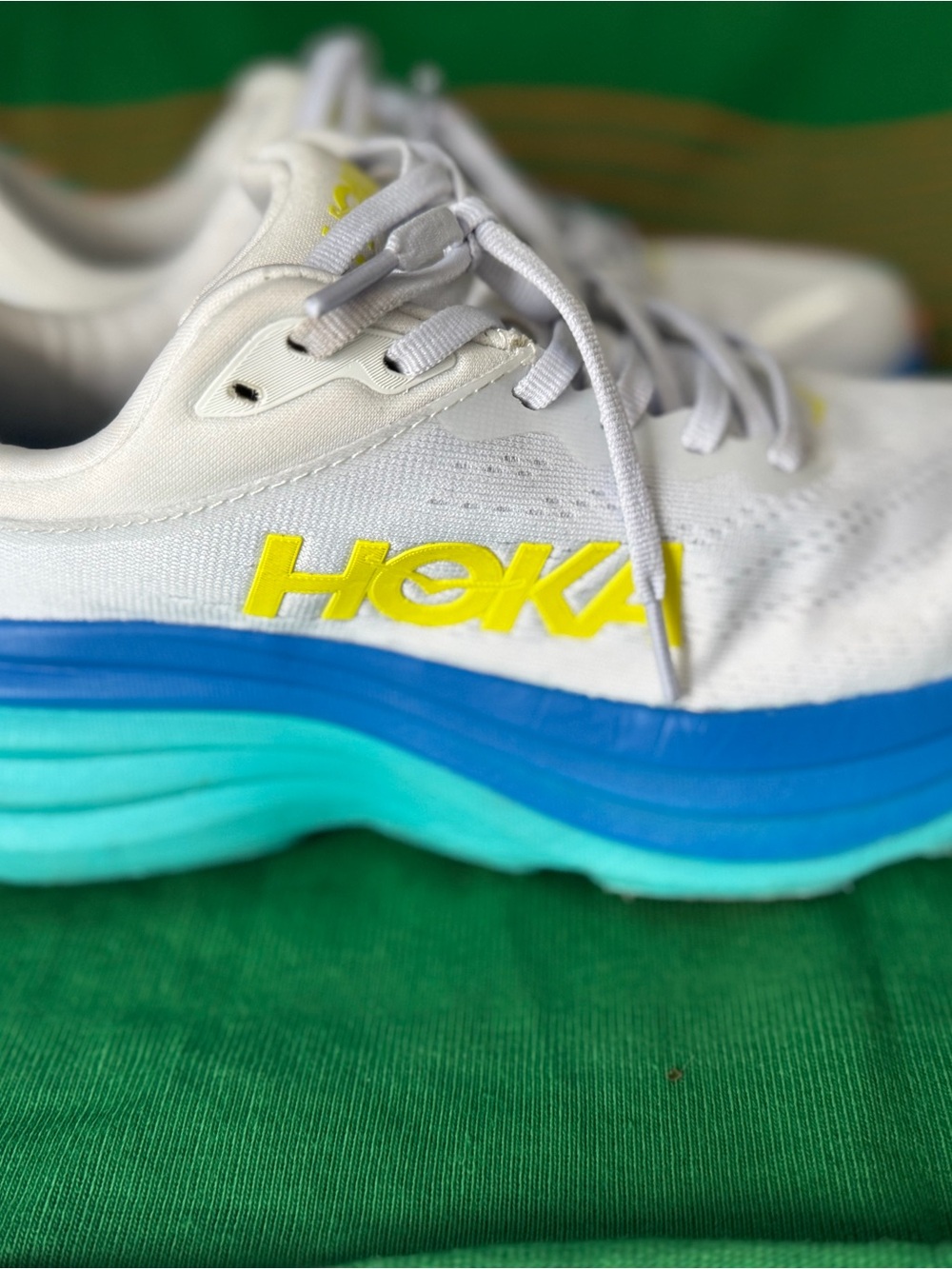 Hoka Kids White, Blue and Yellow Athletic Sneakers